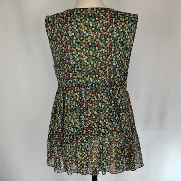 Odille Silk Flouncy Babydoll Heart Pattern Blouse - Picture 3 of 8